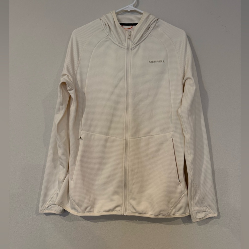 🏔 Women’s Merrell Cream Hooded Zip-Up Outdoor Jacket – Size M (See Measurements)